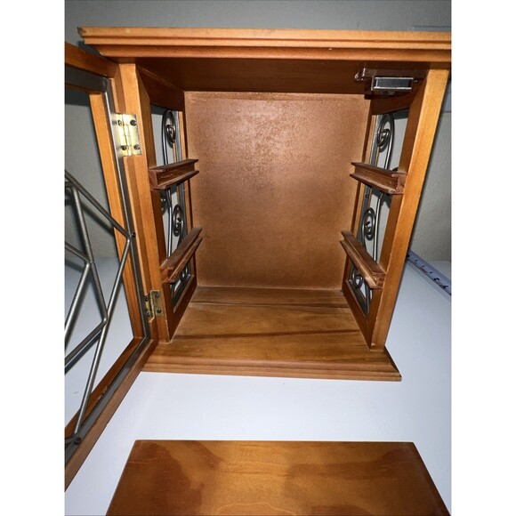 Curio Cabinet Wood Open Metalwork Scroll SPI San Francisco USA Wall Mount Table - Picture 11 of 12